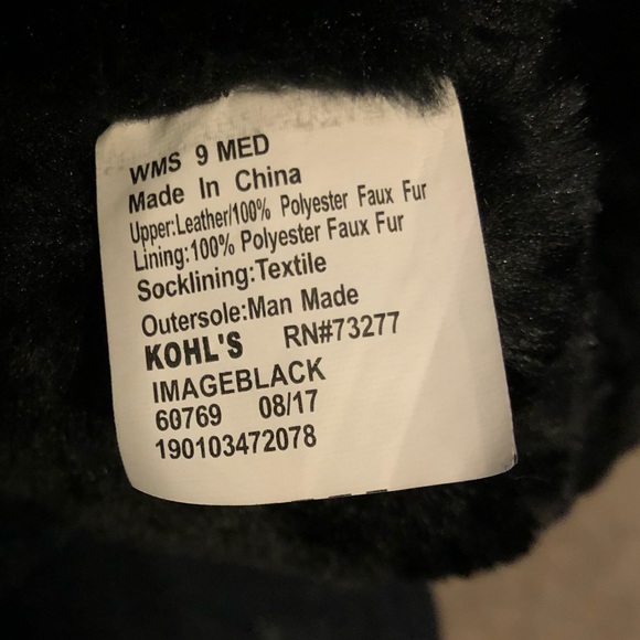 "SO" faux fur lined black suede button boots, sz 9 - Picture 4 of 7